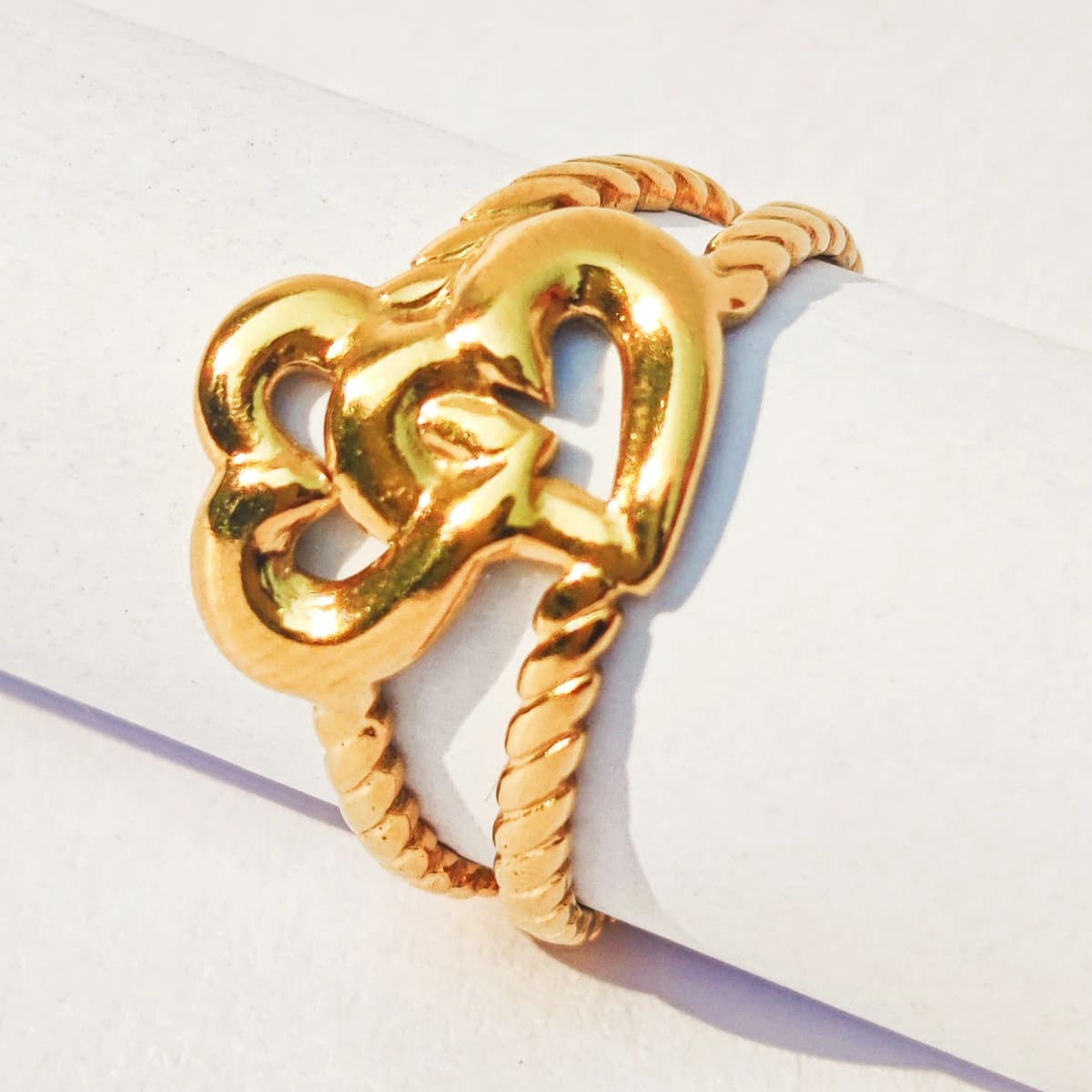 Heart to Heart Adjustable Ring - Stainless Steel