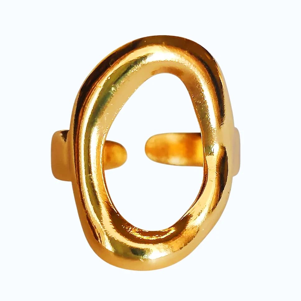 Grumpy Oval Adjustable Ring - Stainless Steel