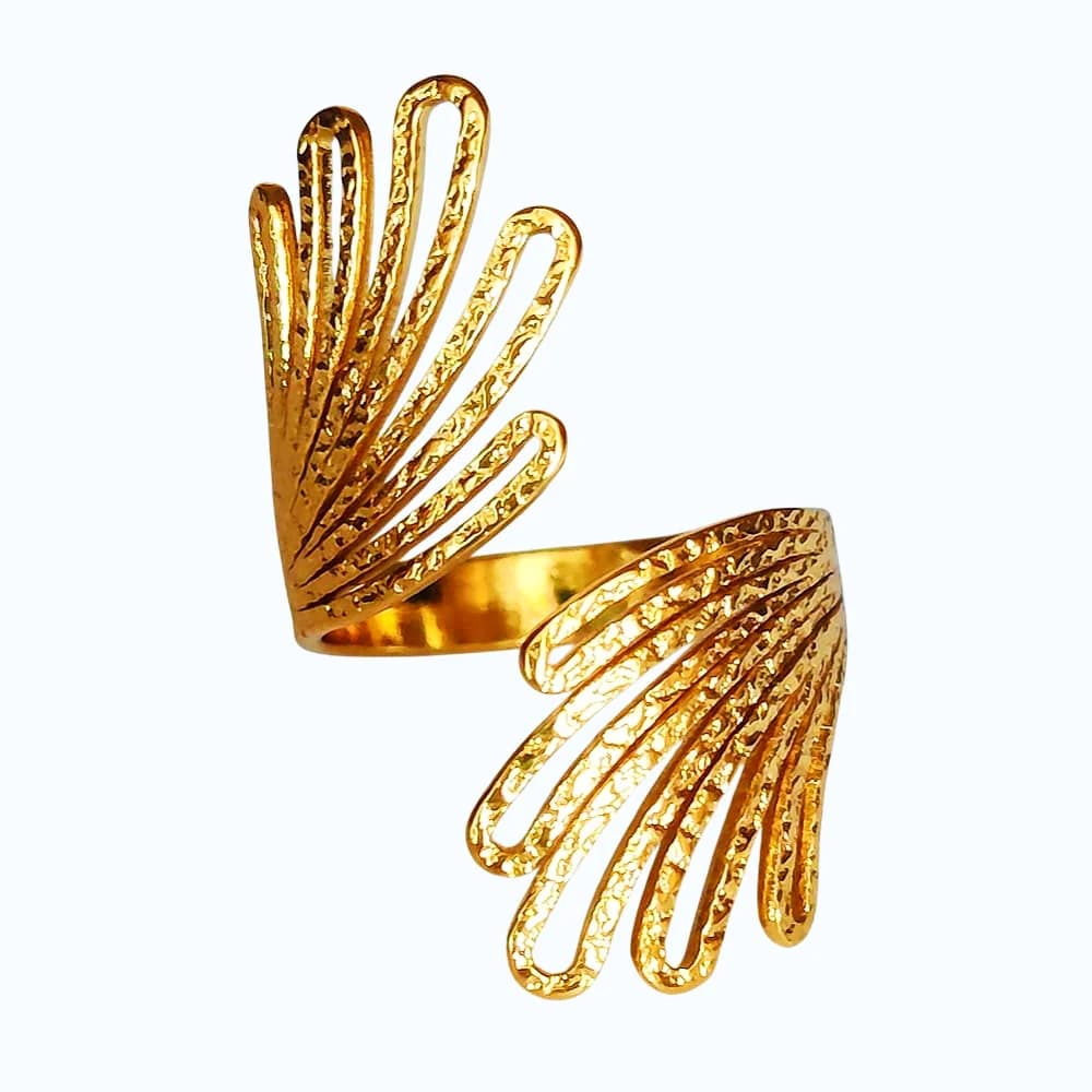 Peacock Feather Adjustable Ring - Stainless Steel