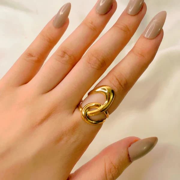 Gold Abstract Wave - Adjustable Ring