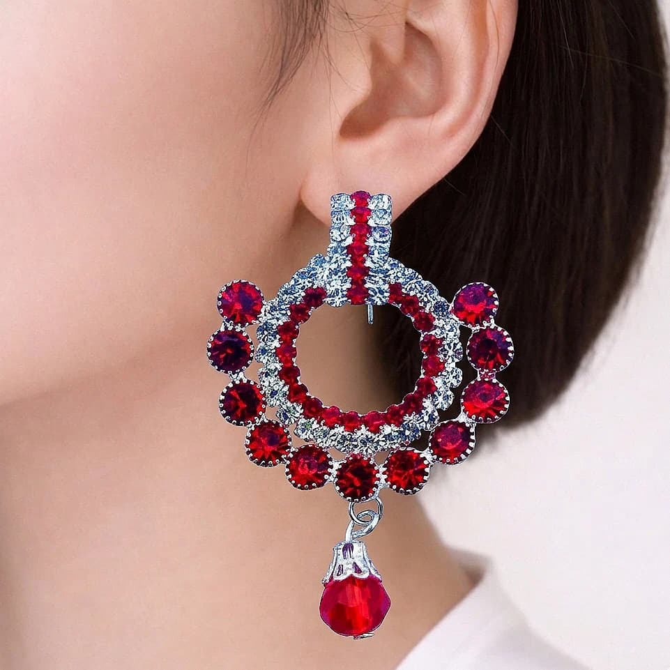 Red Round Large Stud traditional - Local Heritage