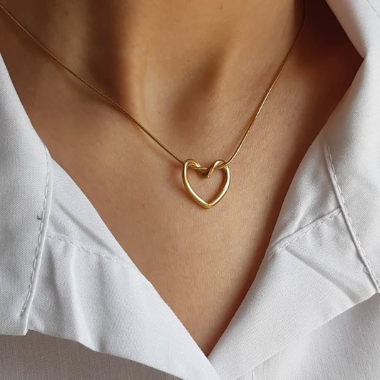 Hollow Heart Necklace - Stainless Steel