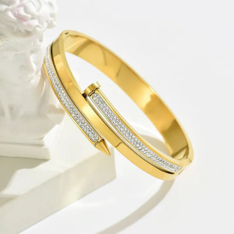 Screw Nail Studied Row Bracelet - Stainless Steel