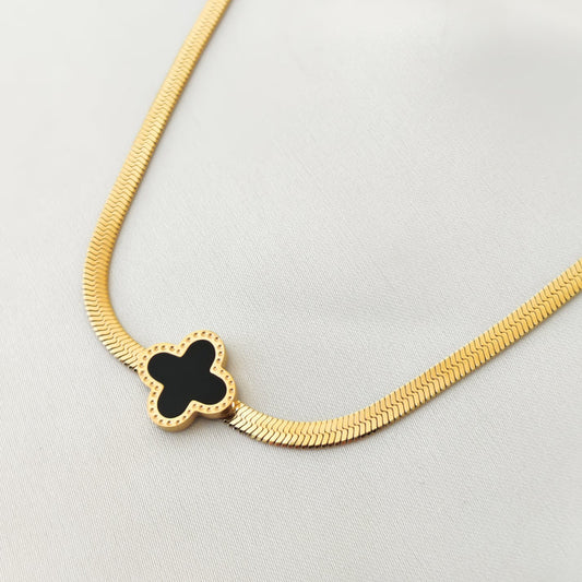 Clover Snake Chain Necklace - Stainless Steel