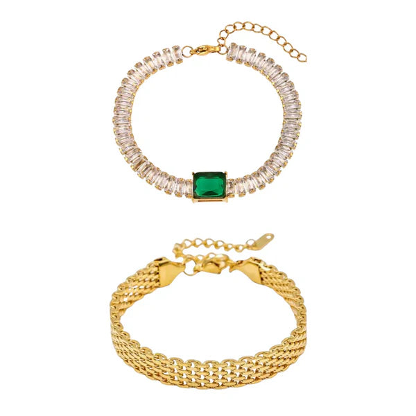 2 Bracelets (Emerald Tennis + Rowena)
