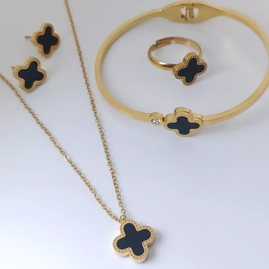 Complete Set Clover (Solid Bracelet + Necklace + Ring + Tops)
