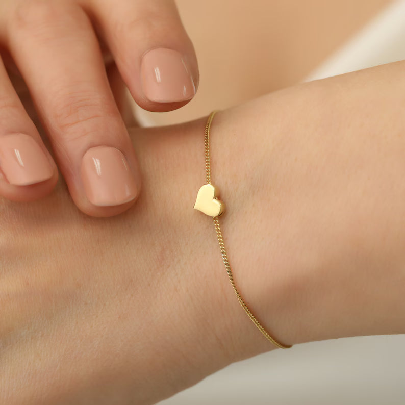 Mini Slim Heart Bracelet - Stainless Steel