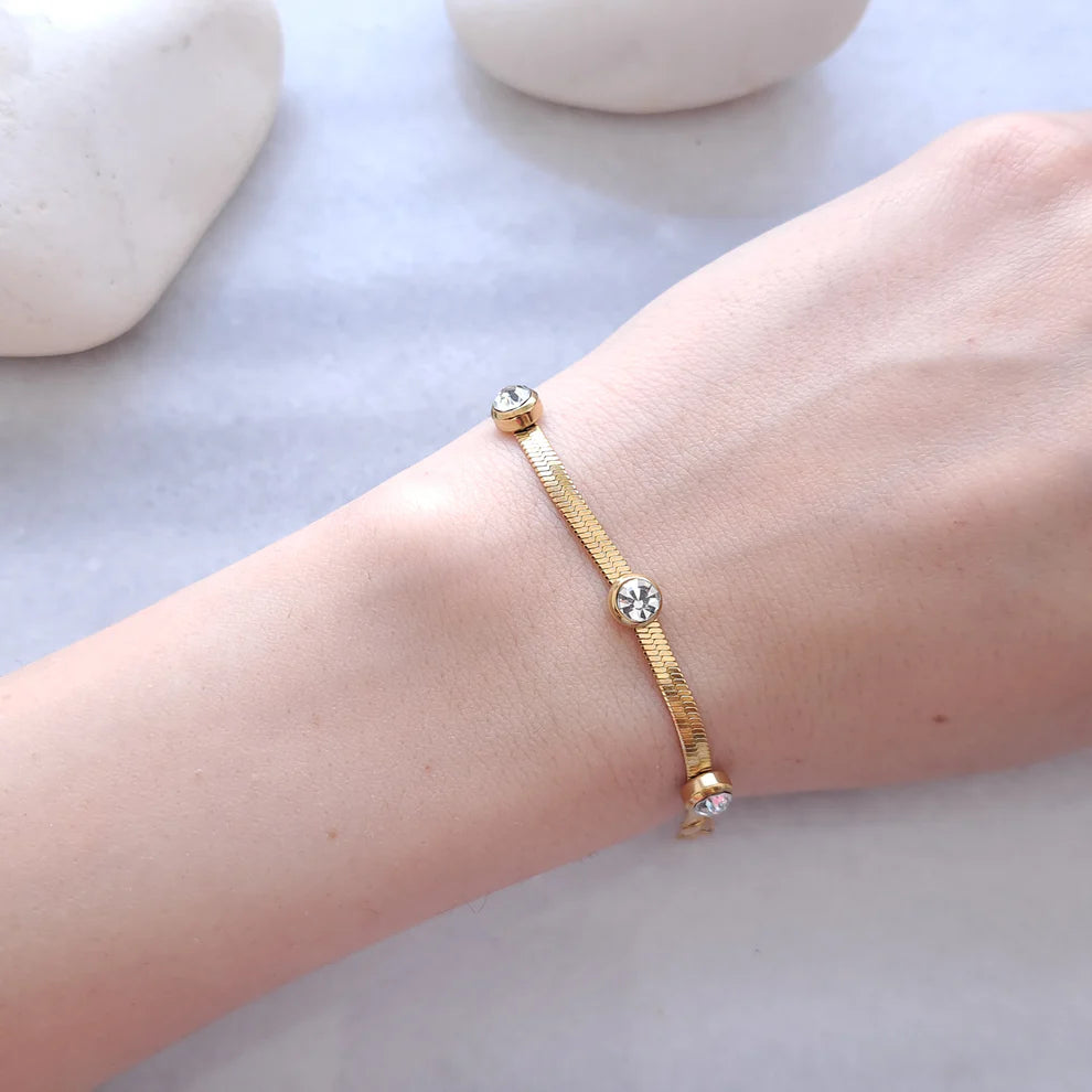 5 Stones Roman Bracelet - Stainless Steel