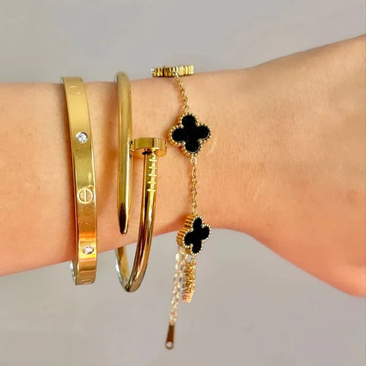 3 Bracelets (Cartier + Screw Nail + Black Clover)