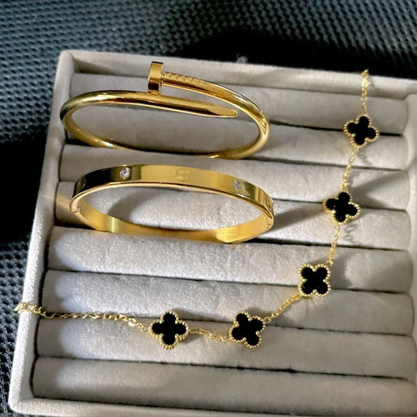 3 Bracelets (Cartier + Screw Nail + Black Clover)