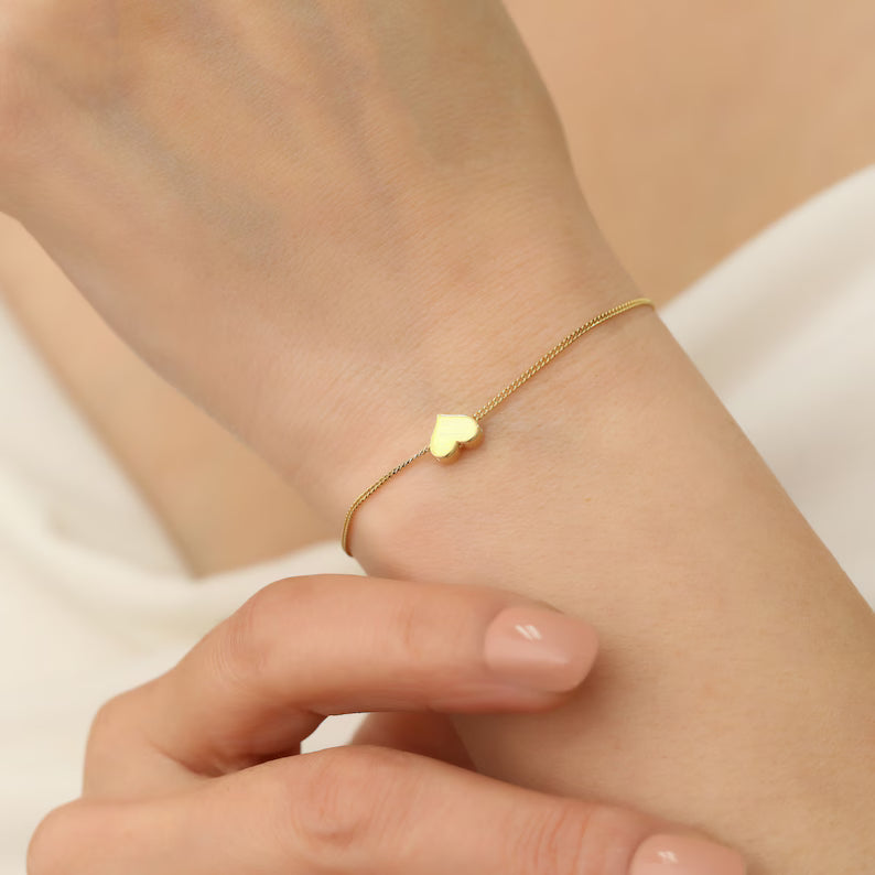 Mini Slim Heart Bracelet - Stainless Steel