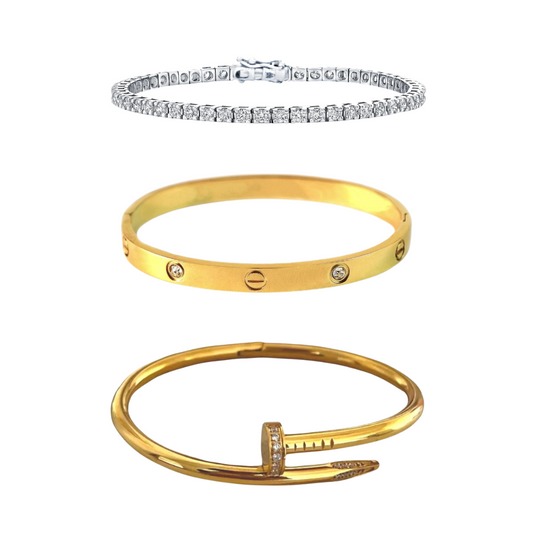 3 Bracelets (Tennis + Cartier + Screw Nail)