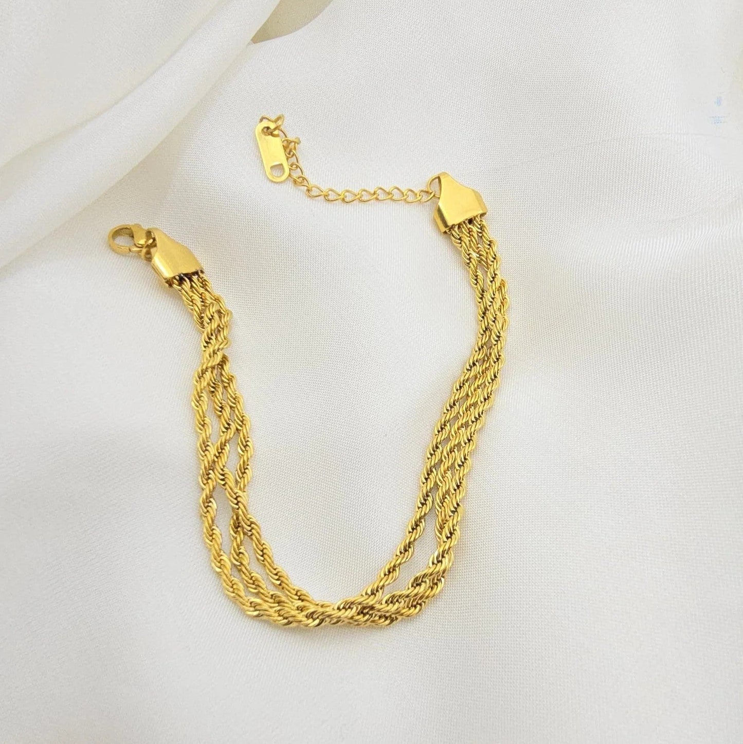 Triple Layer Rope Chain Bracelet - Stainless Steel