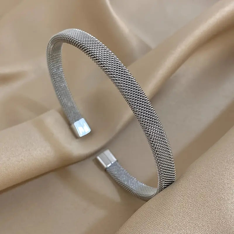 Mesh Cuff Bracelet - Stainless Steel