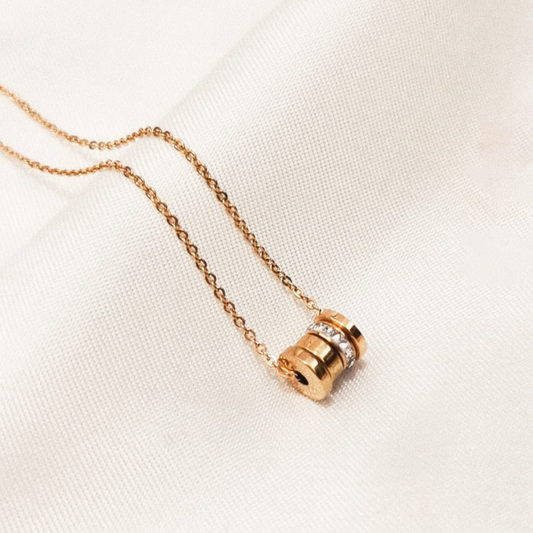 Cylindrical Metallic Pendant Necklace - Stainless Steel