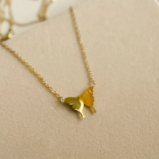 Curve Butterfly Necklace - Stainless Steel