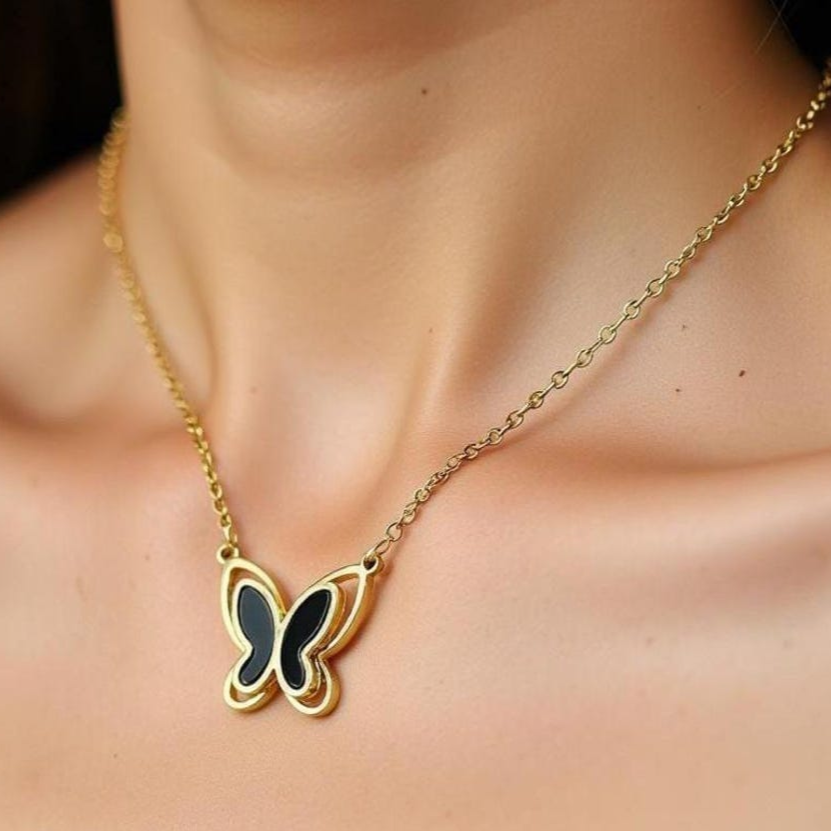 Set Double Layer Butterfly (Necklace + Ring)