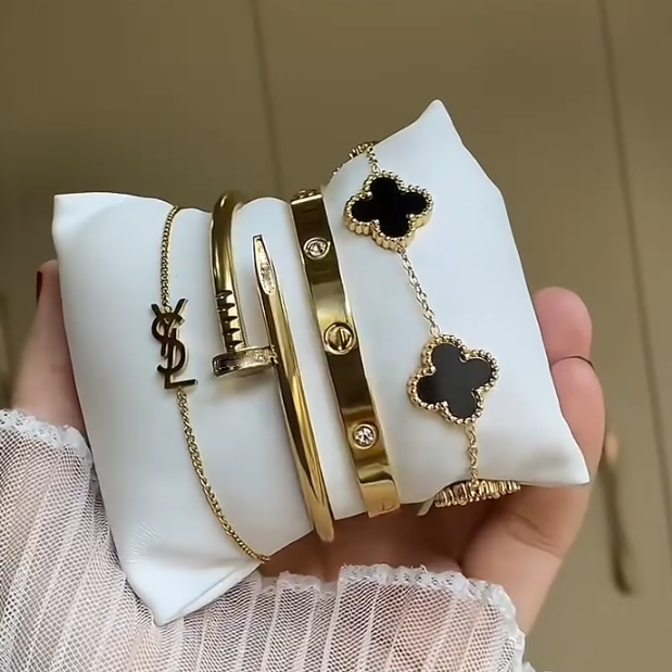 4 Bracelets (VSL + Screw Nail + Cartier + Clover)