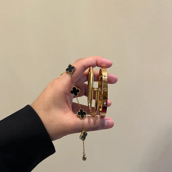 3 Bracelets (Cartier + Screw Nail + Black Clover)