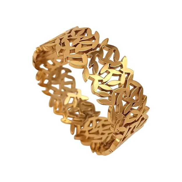 Hollow Leaf Bangle - Stainless Steel