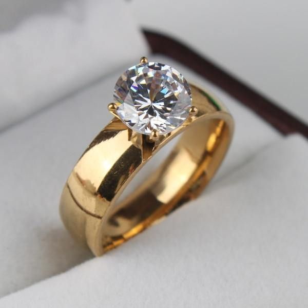 Simple Crown Diamond Ring - Stainless Steel