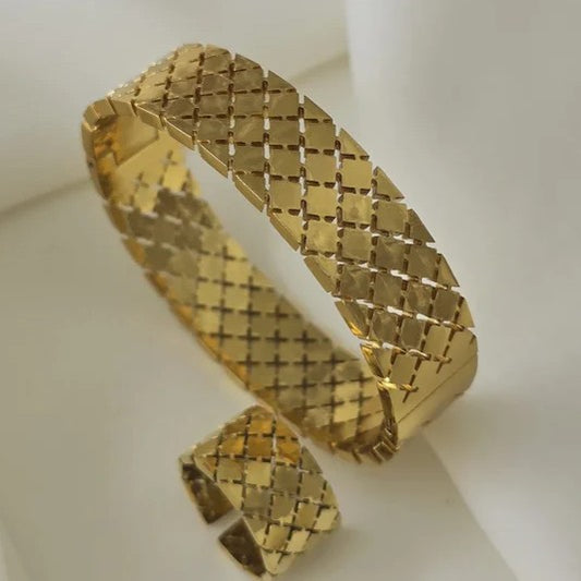 Diamond Pattern (Bracelet + Ring)