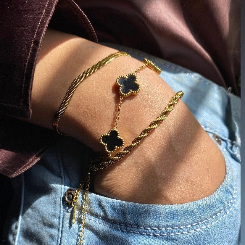 3 Bracelets (Snake + Clover + Milas)