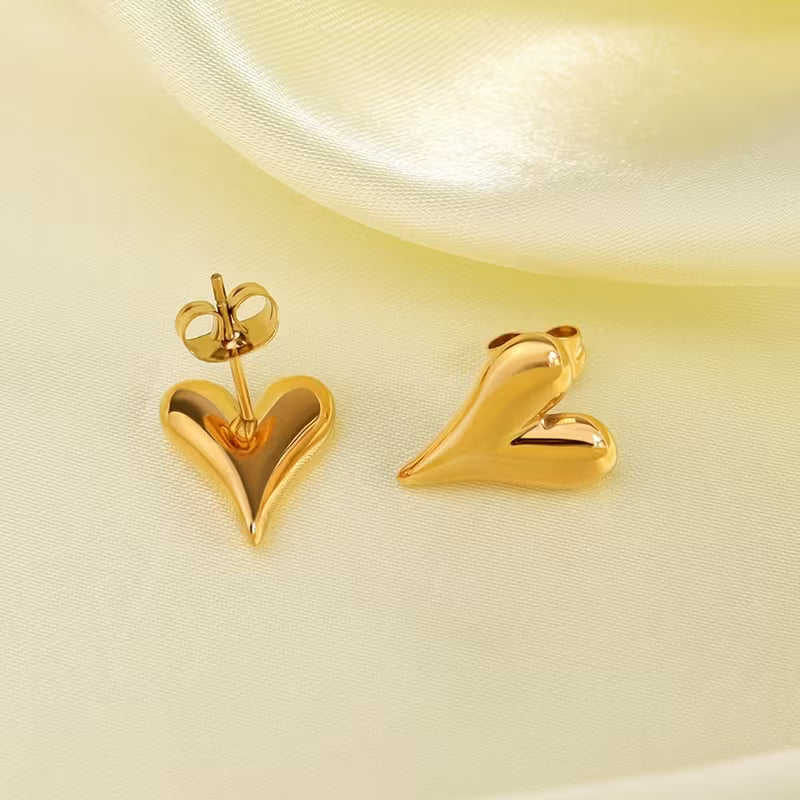 Italic Heart Earrings - Stainless Steel