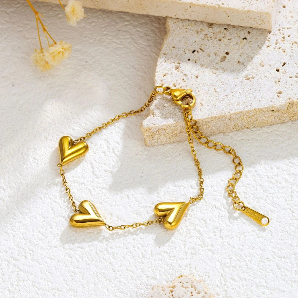3 Heart Bracelet - Stainless Steel