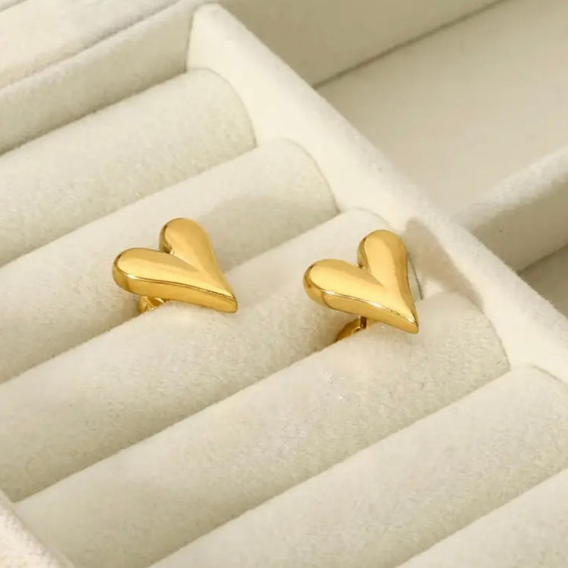 Aurum Heart Earrings - Stainless Steel