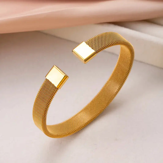 Mesh Cuff Bracelet - Stainless Steel