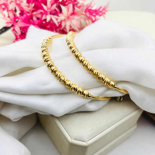 Spiral Beads Adjustable Bangle - Stainless Steel