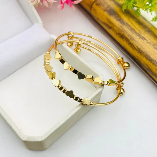 Mini Hearts Adjustable Bangles - Stainless Steel