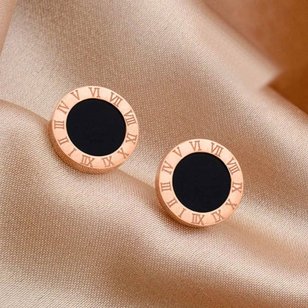 Black Enamel Roman Set (Chain Bracelet + Necklace + Tops)