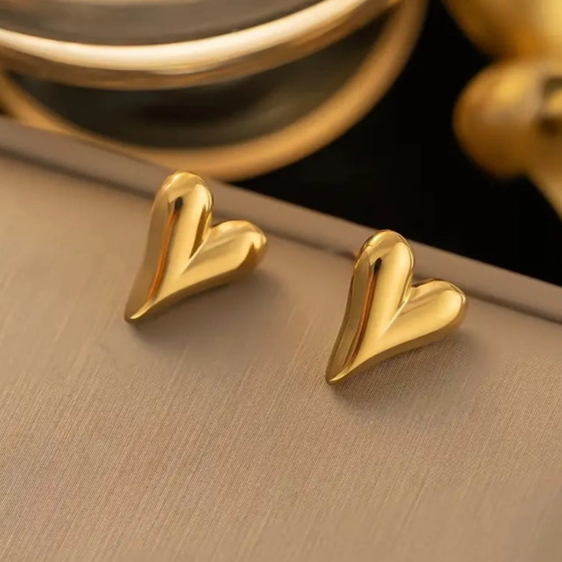 Aurum Heart Earrings - Stainless Steel