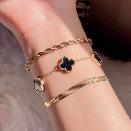 3 Bracelets (Snake + Clover + Milas)