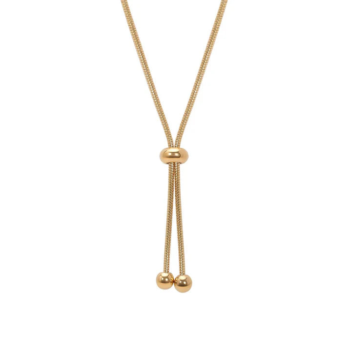 Double Ball Lace Chain Necklace - Stainless Steel