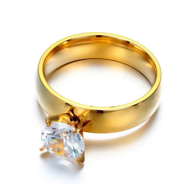 Simple Crown Diamond Ring - Stainless Steel