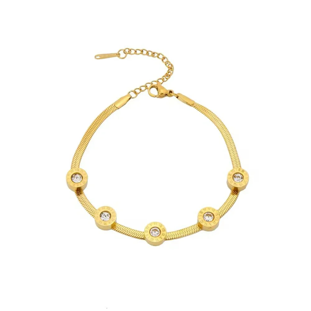 5 Stones Roman Bracelet - Stainless Steel