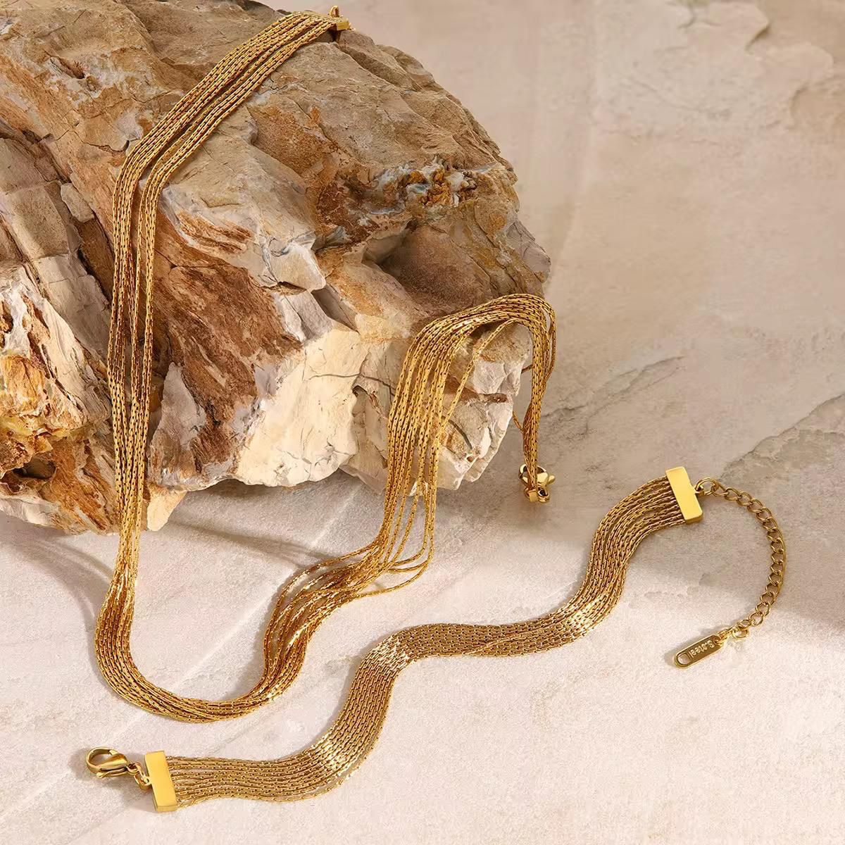 Set Chunky Multi-layered (Bracelet + Necklace)