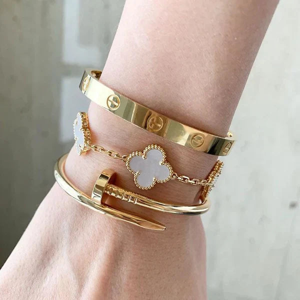 3 Bracelets (Cartier + Screw Nail + White Clover)