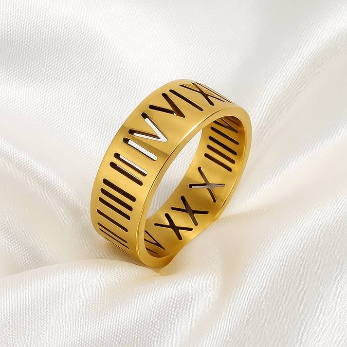 Norma Roman Number Ring - Stainless Steel