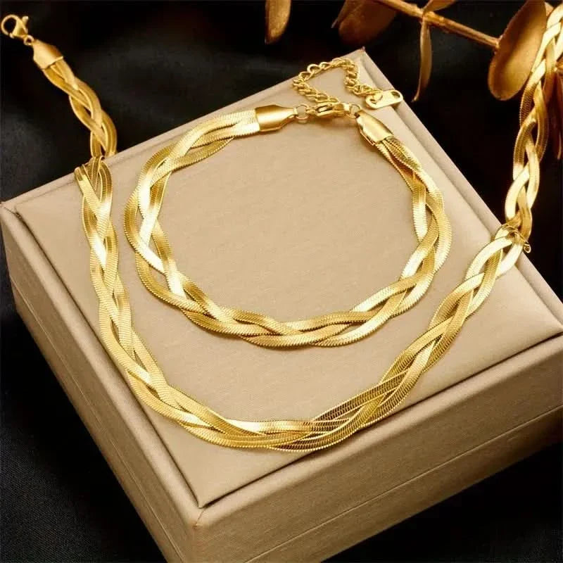 Set Triple Chain (Bracelet + Necklace)