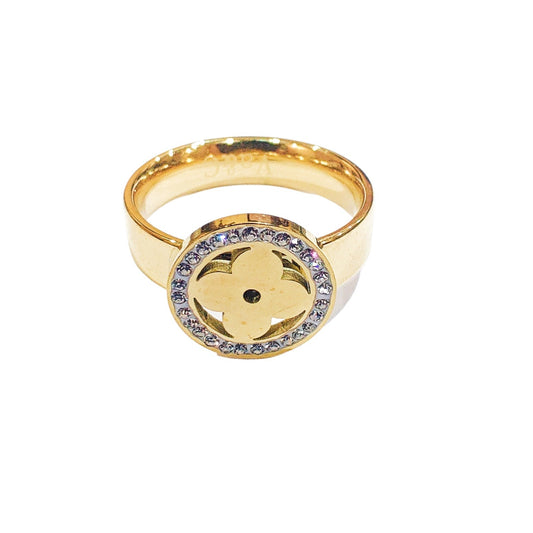Stoned Flower Ring - Stainless Steel