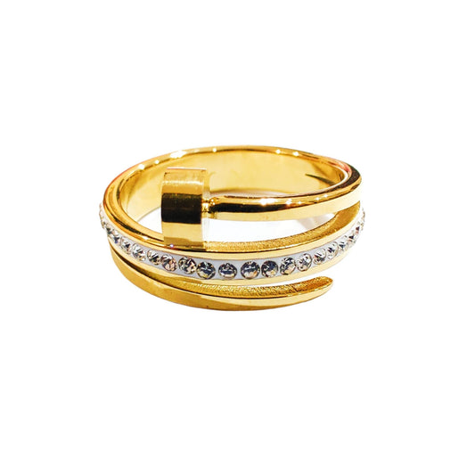 Stoned Nail Ring - Stainless Steel