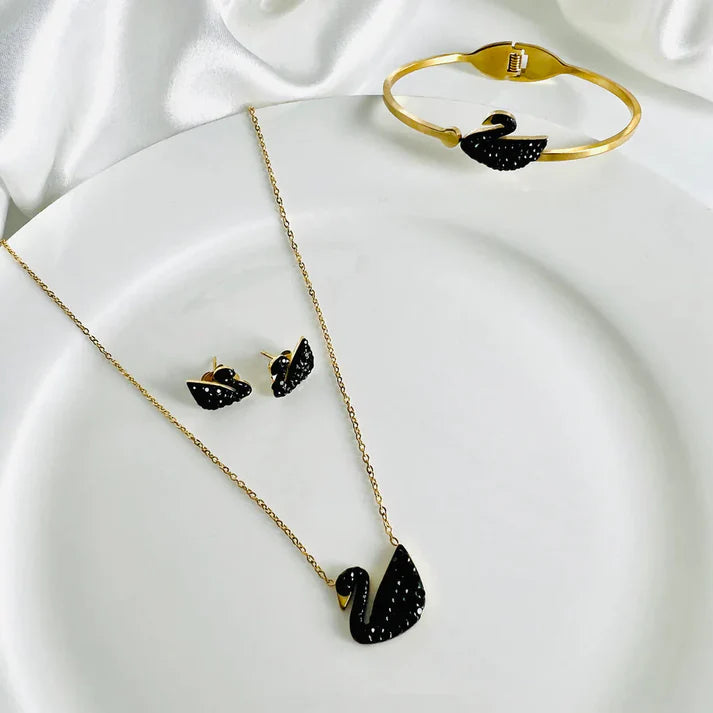 Complete Set Swan (Bracelet + Necklace + Tops)