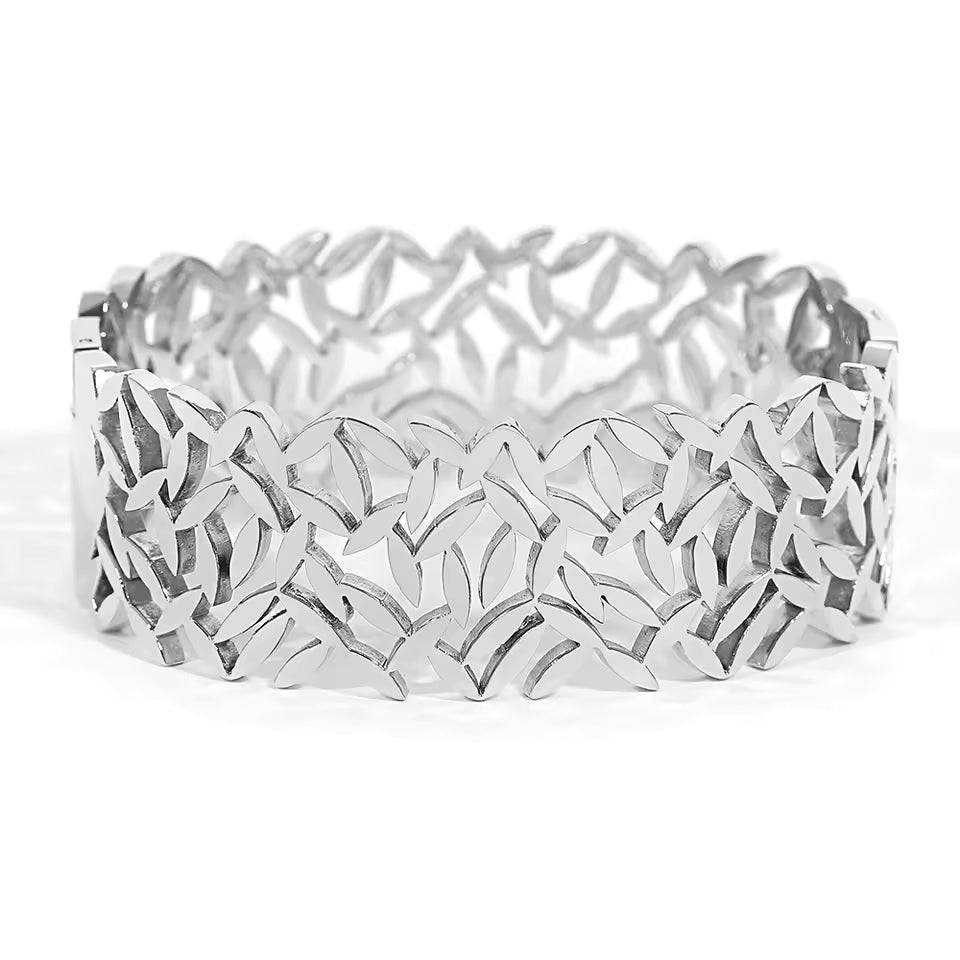 Hollow Leaf Bangle - Stainless Steel
