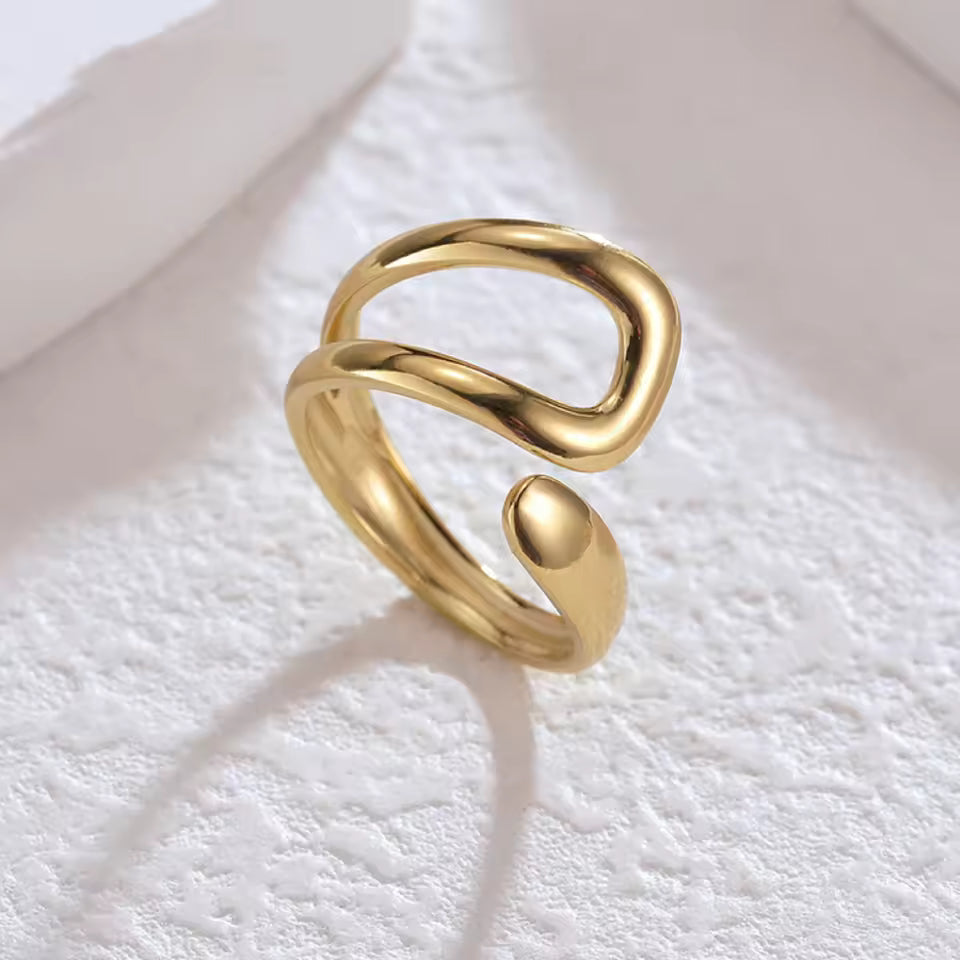 Duo Hollow Solid Ring - Stainless Steel