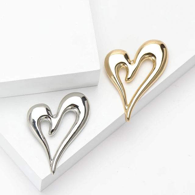 Italic Hollow Heart Earrings - Stainless Steel