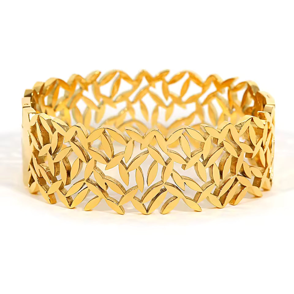 Hollow Leaf Bangle - Stainless Steel